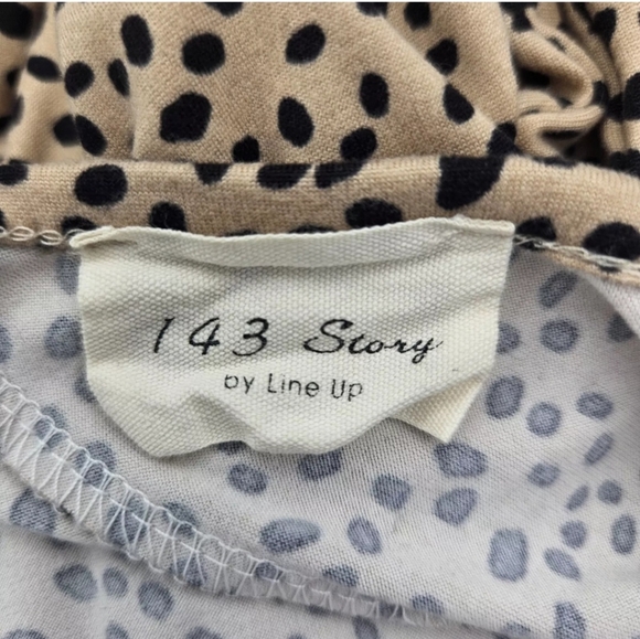 143 Story By Line Up Dress Size 1X Animal Print Pockets Long Sleeve Tan Black - Picture 6 of 7